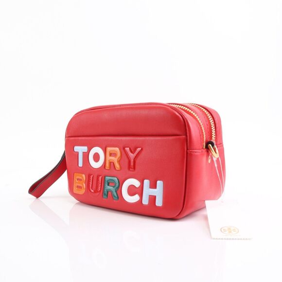 NWT Tory Burch Perry LOGO Double Zip Camera Bag Red - Picture 5 of 11